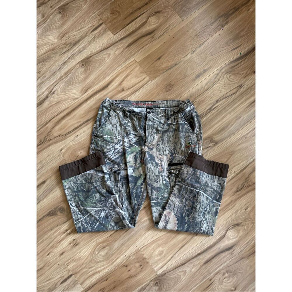 Mossy Oak Mens Green Brown Camouflage Cargo Hunting Baggy Pants Size Large